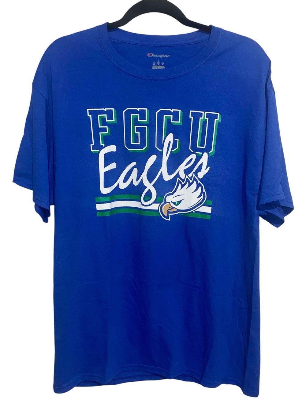 Champion Shirt Mens Large Florida Gulf Coast FGCU Eagles Blue Short Sleeve